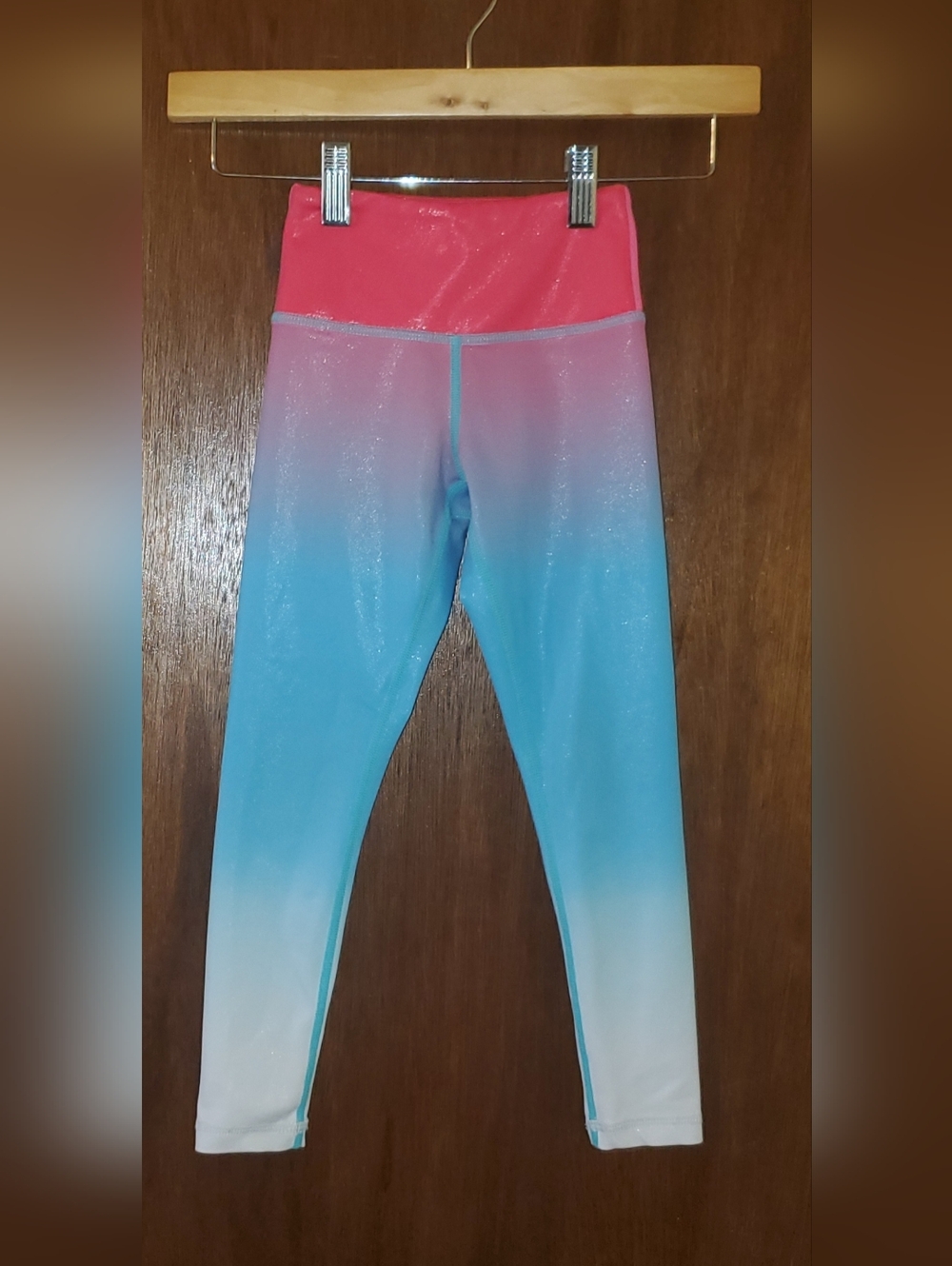 ZYIA Active Girls Firecracker Shimmer Ombre Leggings Sz 4-5